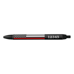 Stylo Noir  Insigne personnalisé du pompier Mince ligne roug