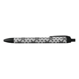 Stylo Noir Japonais Asanoha motif - blanc et noir