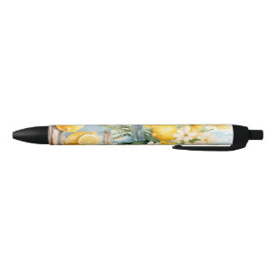 Stylo Noir Jar à fleurs de citron d'été