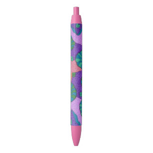 Stylo Noir Jardin marin rétro en orange et violet