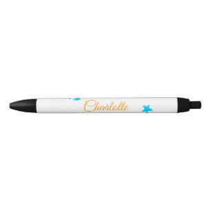 Stylo Noir Jaune soleil bleu étoiles heureux anniversaire ajo