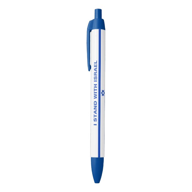 Stylo Noir Je suis debout avec Israël coutume bleu texte Isra (Haut (Vertical))