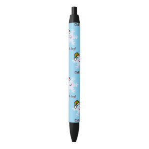 Stylo Noir Joie des Fêtes Flocon de Neige Sourire