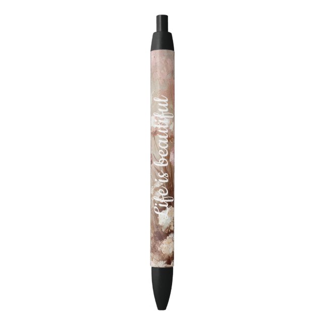 Stylo Noir Joli Beige Blush Boho Rose Floral (devant Vertical)