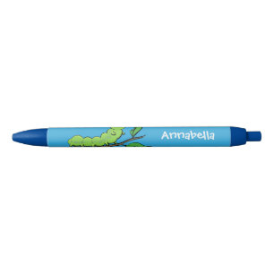 Stylo Noir Joli dessin animé de chenille verte mignonne