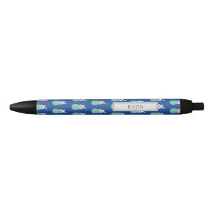 Stylo Noir Joli lapin blanc tenant l'oeuf de Pâques Personn