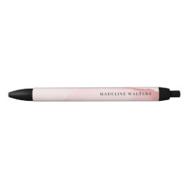 Stylo Noir Joli monogramme aquarelle rose Unique