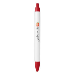 Stylo Noir Joli Monogramme de Professeur de Pomme Rouge Moder