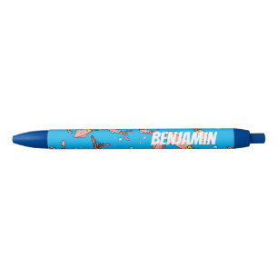 Stylo Noir Joli motif caricature de calmar rose