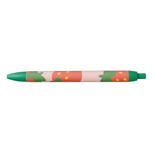 Stylo Noir Joli motif de fraise