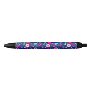 Stylo Noir Joli motif floral de fond