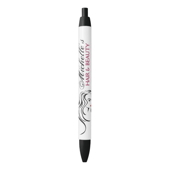 Stylo Noir Jolie fille avec cheveux ondulés et Icône maquilla (devant Vertical)