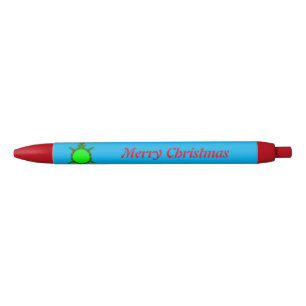 Stylo Noir Jolie tortue de Noël avec coquille de fleurs perso