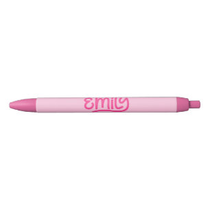 Stylo Noir Jolie typographie d'écriture manuscrite rose Emily