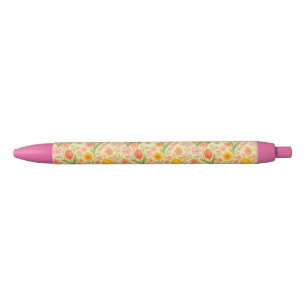 Stylo Noir Jolies fleurs de Pâques/printemps à motifs