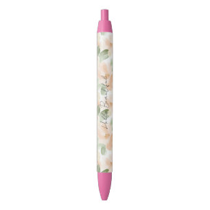 Stylo Noir Jolies fleurs de pêche