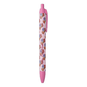 Stylo Noir jolies fleurs roses rouges roses bourgeons fleuris