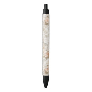 Stylo Noir Jolies Roses Romantiques Ivoire Blush Lettres d'Am
