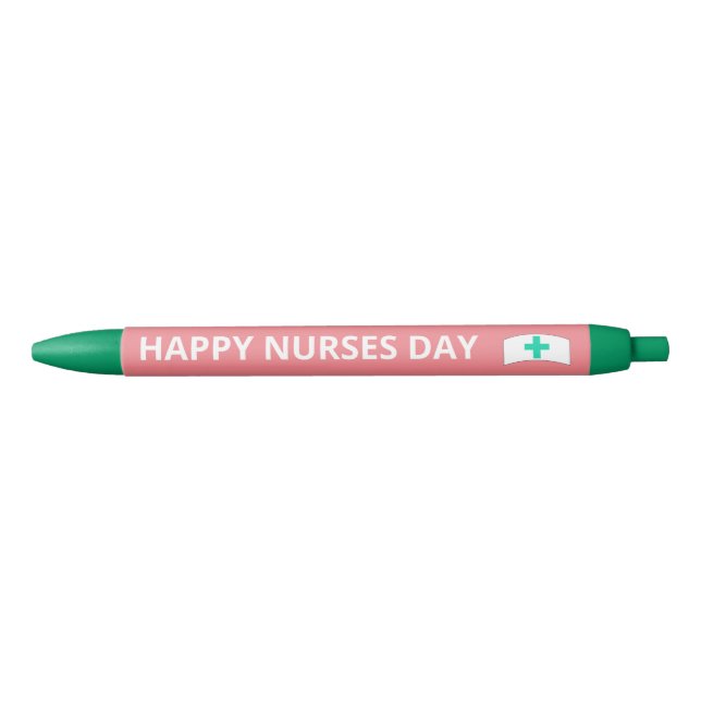 Stylo Noir Joyeux jour des infirmières rose Turquoise (Devant)
