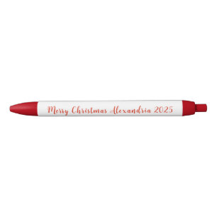 Stylo Noir Joyeux Noël Nom Rouge 2025