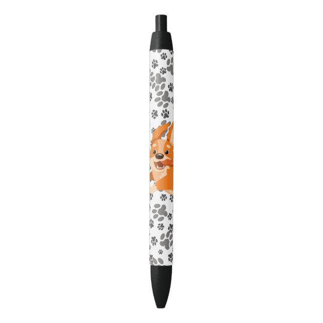 Stylo Noir Joyeux Pembroke Welsh Corgi (devant Vertical)