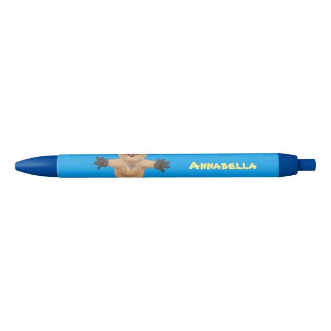 Stylo Noir Joyeux sauter quokka dessin animé (Devant)