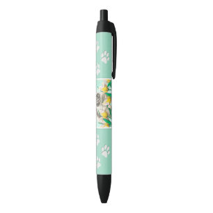 Stylo Noir Keeshoned in Tulips Peinture Cute Original Dog Art