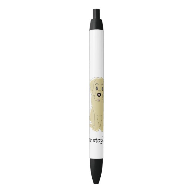 Stylo Noir Labrador jaune personnalisé (devant Vertical)