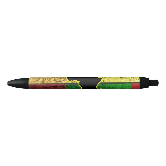 Stylo Noir L'Afrique sur les planches en bois (Devant)