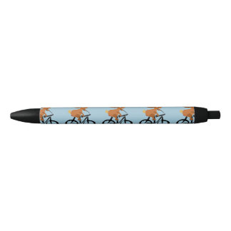 Stylo Noir Lapin drôle sur la bicyclette
