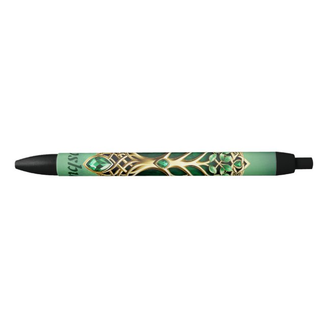 Stylo Noir L'arbre de vie aux noeuds celtiques. (Devant)