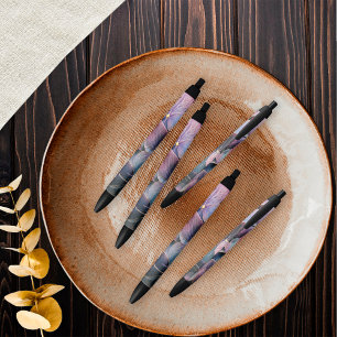 Stylo Noir Lavande Violette Hydrangeas Mariage Fête de Mariée