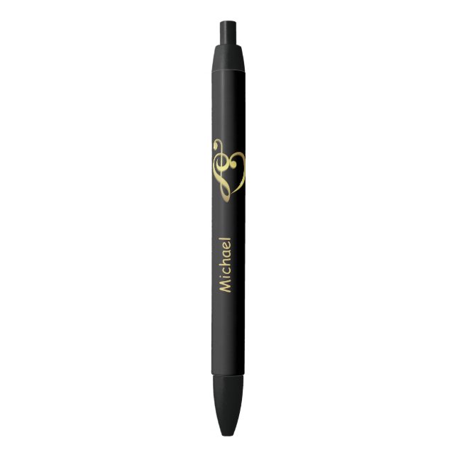 Stylo Noir Le coeur de musique de clef triple et de clef (devant Vertical)