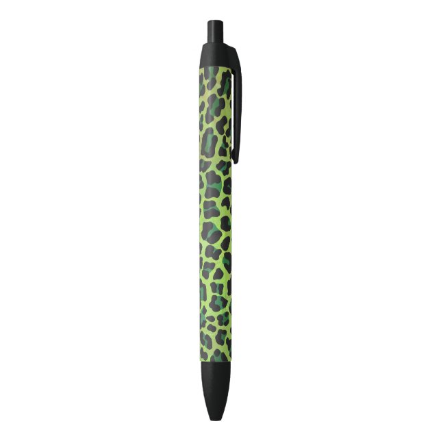 Stylo Noir Léopard noir et vert (Bas (Vertical))
