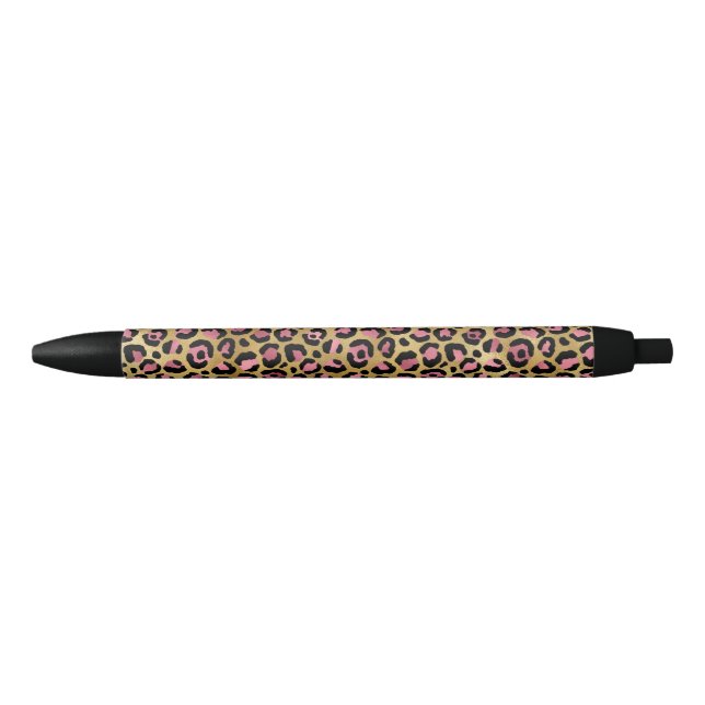 Stylo Noir Leopard rose et or (Devant)