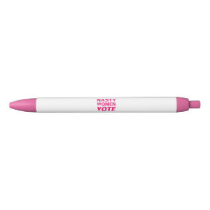 Stylo Noir "les femmes méchantes votent" - blanc rose