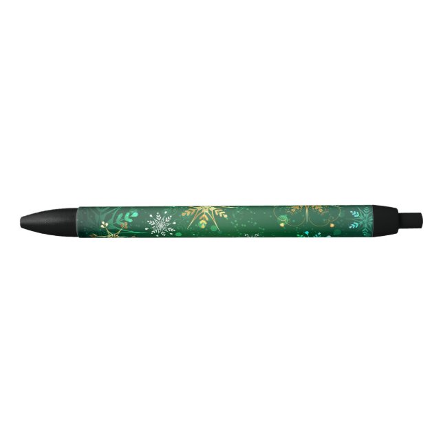 Stylo Noir Les flocons dorés de Noël sur l'Arrière - plan ver (Devant)