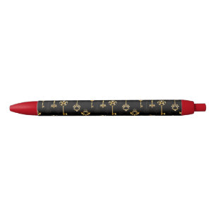 Stylo Noir Les Patters de Seamless avec Golden Keys