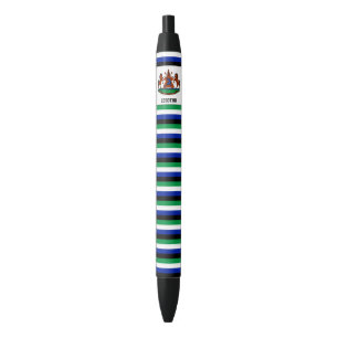 Stylo Noir Lesotho Drapeau mignon Patriotique