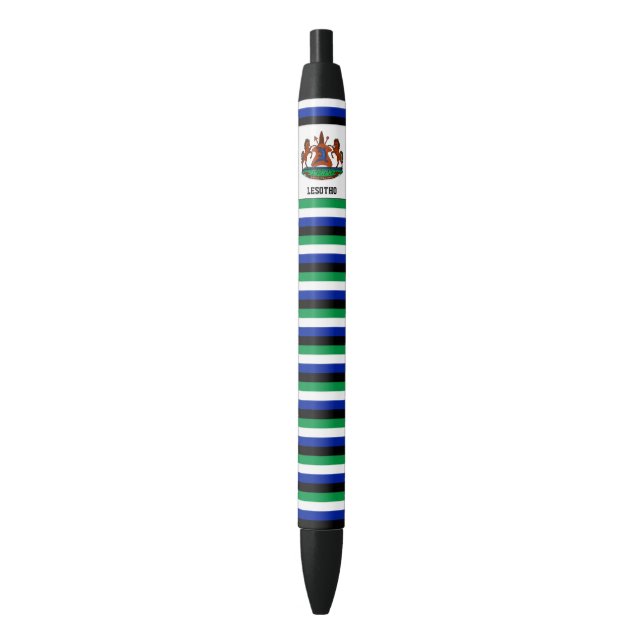 Stylo Noir Lesotho Drapeau mignon Patriotique (devant Vertical)