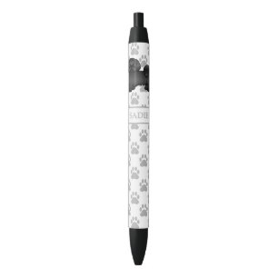 Stylo Noir Lhasa Apso noir Chien de dessin animé mignon & nom