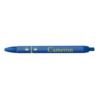 Stylo Noir Libra Golden Scales Star Sign Nom personnalisé