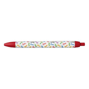 Stylo Noir Licorne colorée de motif