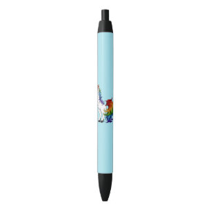Stylo Noir Licorne d'arc-en-ciel
