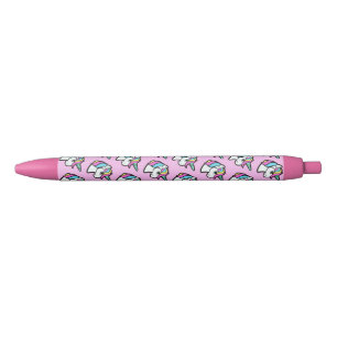 Stylo Noir Licorne rose