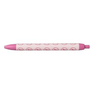 Stylo Noir Licorne rose et fleurs