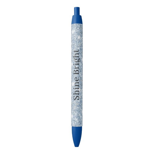 Stylo Noir Light Sky Blue Glitter Birthday (devant Vertical)