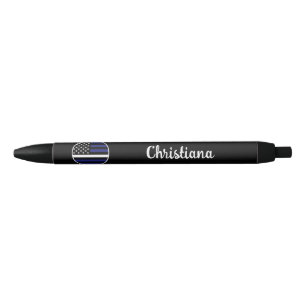 Stylo Noir Ligne blanche mince personnalisée USA Drapeau EMS 