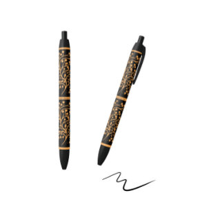 Stylo Noir Ligne Jardin de Minuit Doré Ambré
