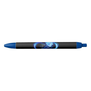 Stylo Noir L'infini lumineux avec une rose bleue